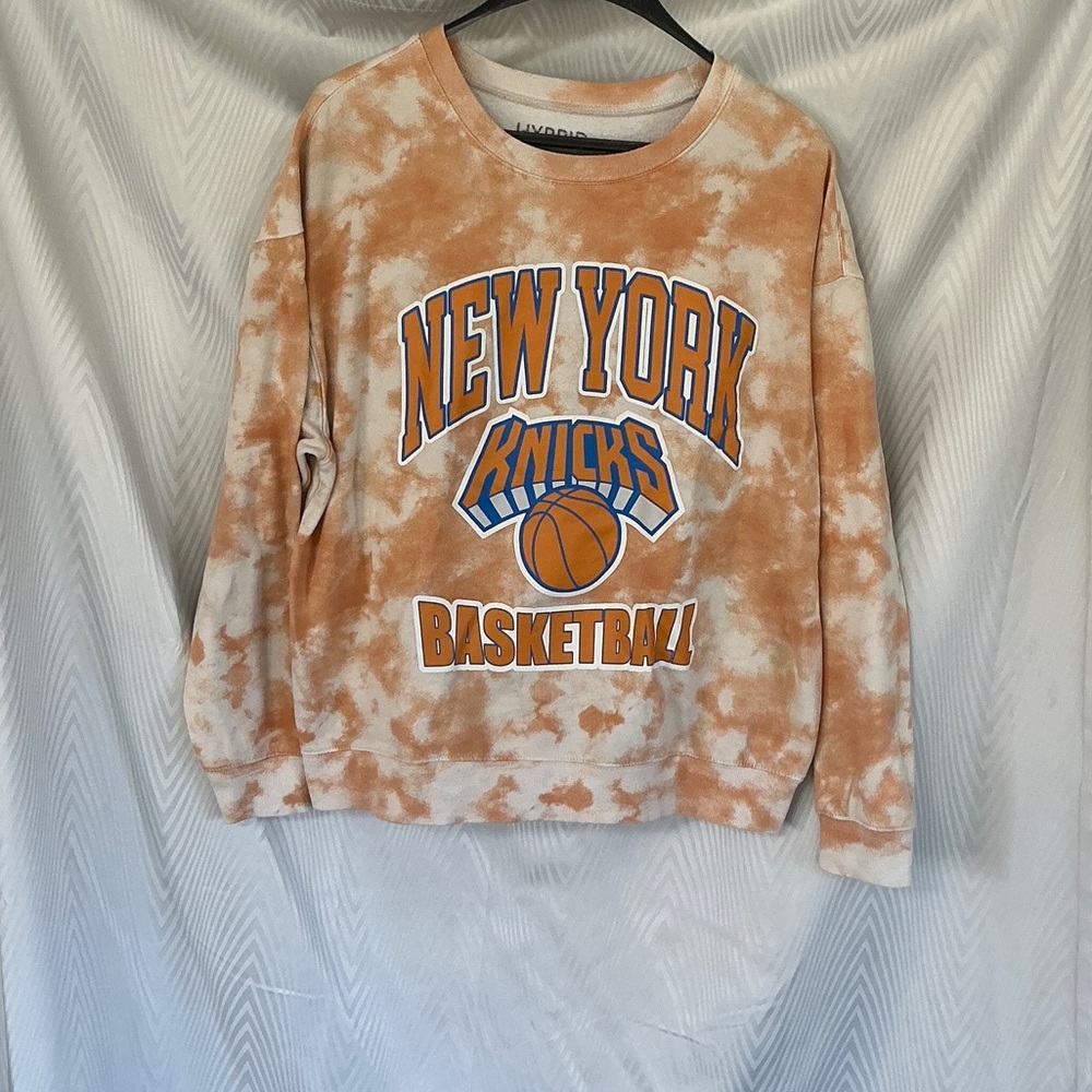 Unisex Hybrid Apparel Orange Tie-Dye New York Knicks Sweatshirt